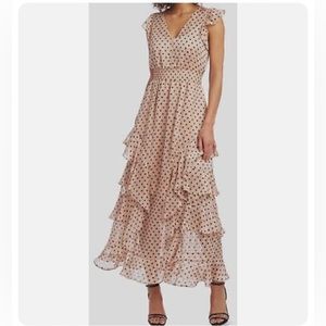 Ruffled v-neck dress with polka dots